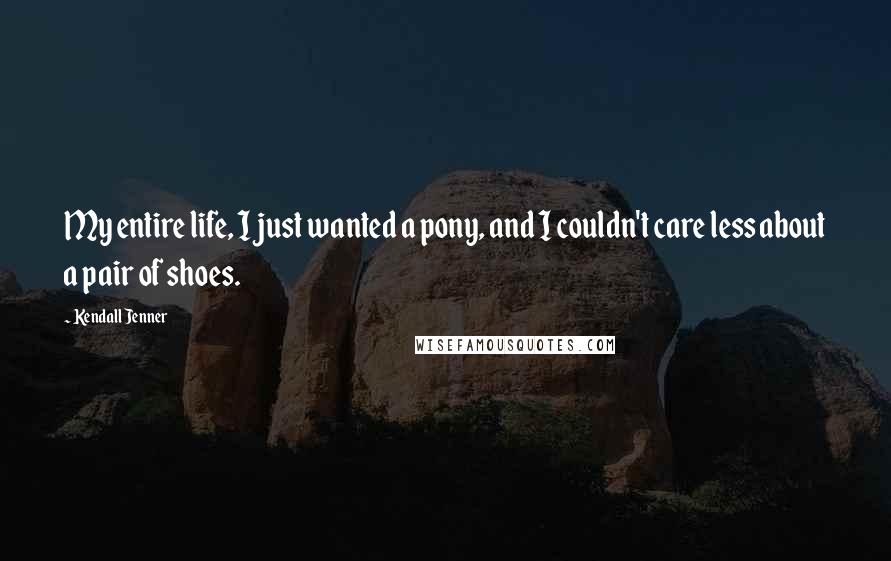 Kendall Jenner Quotes: My entire life, I just wanted a pony, and I couldn't care less about a pair of shoes.