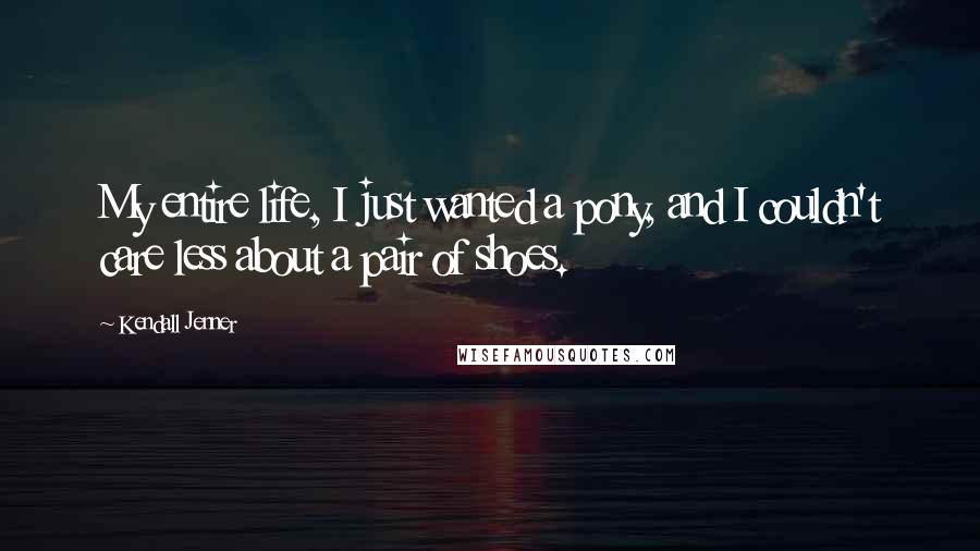 Kendall Jenner Quotes: My entire life, I just wanted a pony, and I couldn't care less about a pair of shoes.