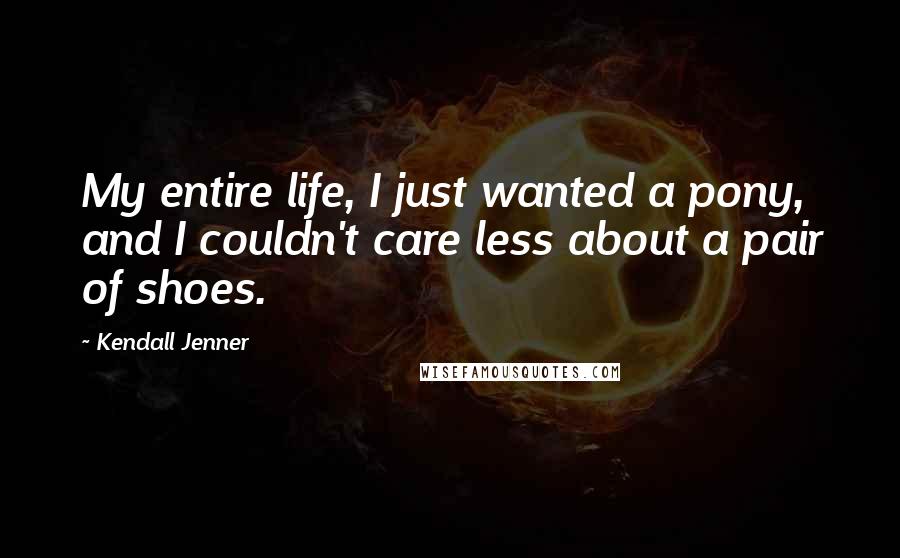 Kendall Jenner Quotes: My entire life, I just wanted a pony, and I couldn't care less about a pair of shoes.