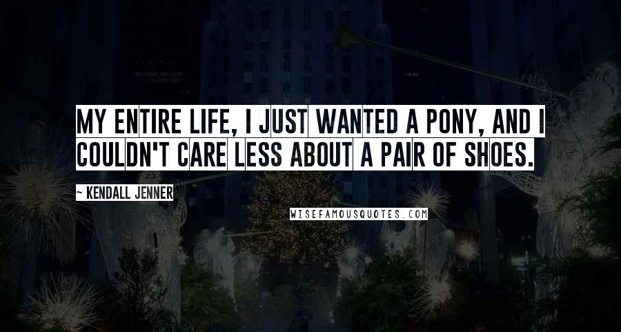 Kendall Jenner Quotes: My entire life, I just wanted a pony, and I couldn't care less about a pair of shoes.