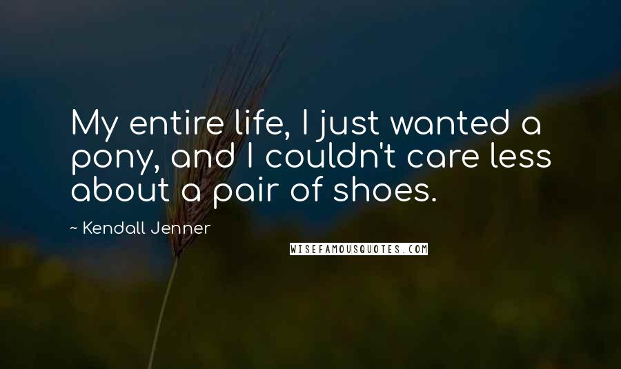 Kendall Jenner Quotes: My entire life, I just wanted a pony, and I couldn't care less about a pair of shoes.