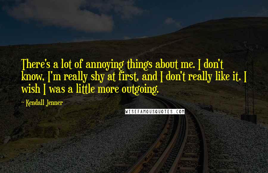 Kendall Jenner Quotes: There's a lot of annoying things about me. I don't know, I'm really shy at first, and I don't really like it. I wish I was a little more outgoing.