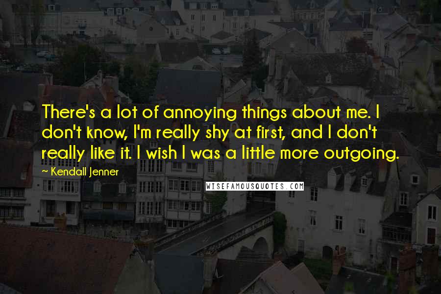 Kendall Jenner Quotes: There's a lot of annoying things about me. I don't know, I'm really shy at first, and I don't really like it. I wish I was a little more outgoing.