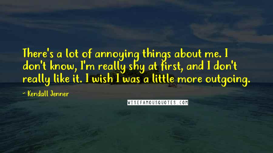 Kendall Jenner Quotes: There's a lot of annoying things about me. I don't know, I'm really shy at first, and I don't really like it. I wish I was a little more outgoing.