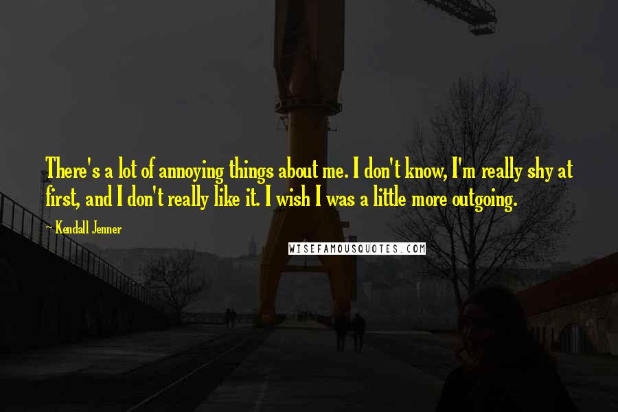 Kendall Jenner Quotes: There's a lot of annoying things about me. I don't know, I'm really shy at first, and I don't really like it. I wish I was a little more outgoing.