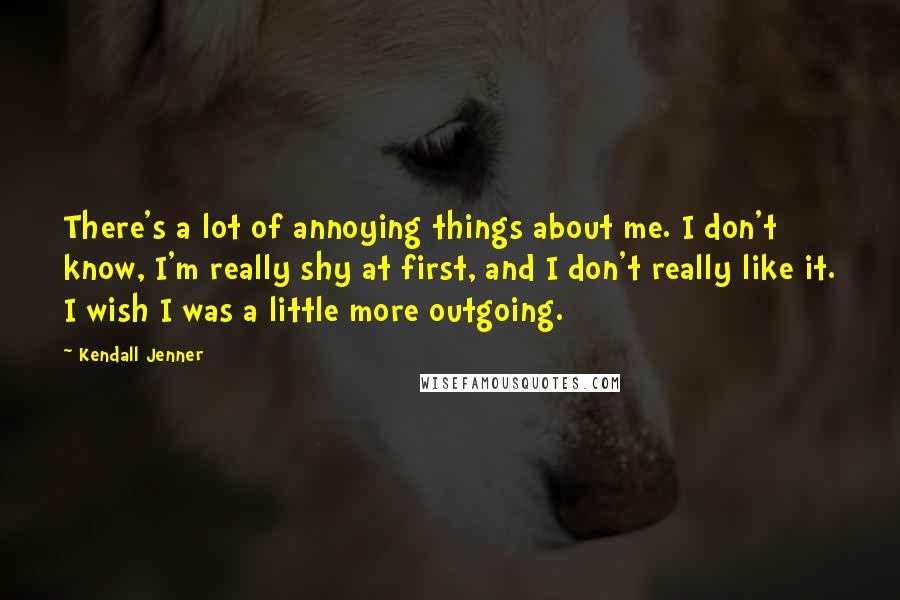 Kendall Jenner Quotes: There's a lot of annoying things about me. I don't know, I'm really shy at first, and I don't really like it. I wish I was a little more outgoing.