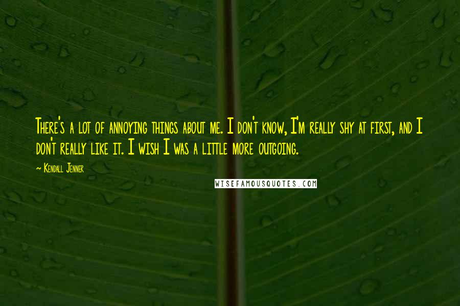 Kendall Jenner Quotes: There's a lot of annoying things about me. I don't know, I'm really shy at first, and I don't really like it. I wish I was a little more outgoing.