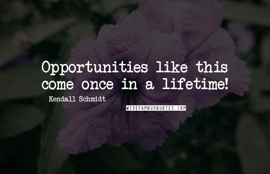 Kendall Schmidt Quotes: Opportunities like this come once in a lifetime!