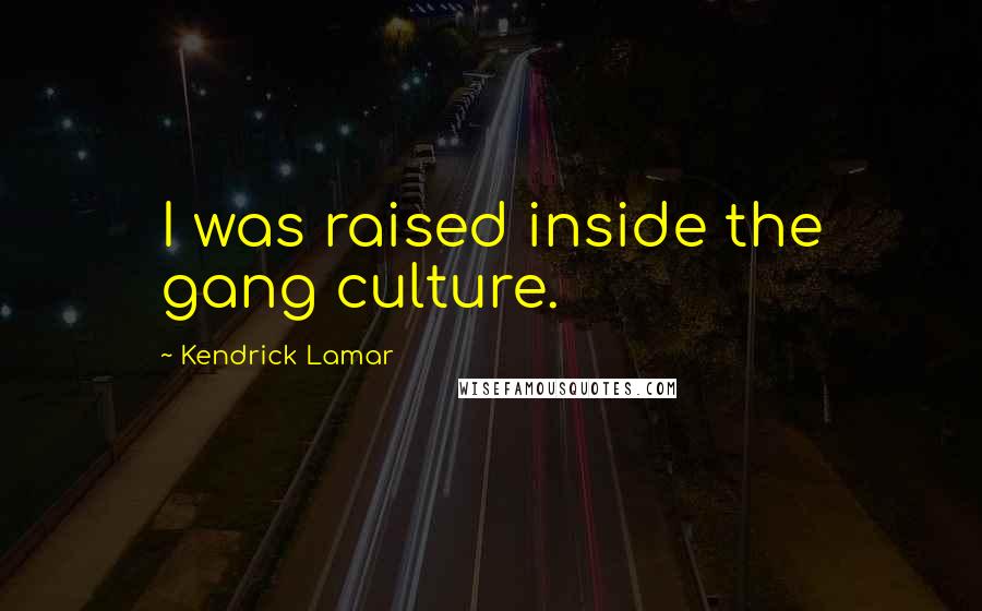 Kendrick Lamar Quotes: I was raised inside the gang culture.