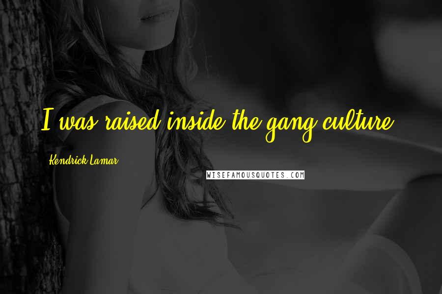 Kendrick Lamar Quotes: I was raised inside the gang culture.