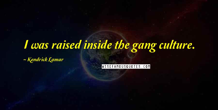 Kendrick Lamar Quotes: I was raised inside the gang culture.
