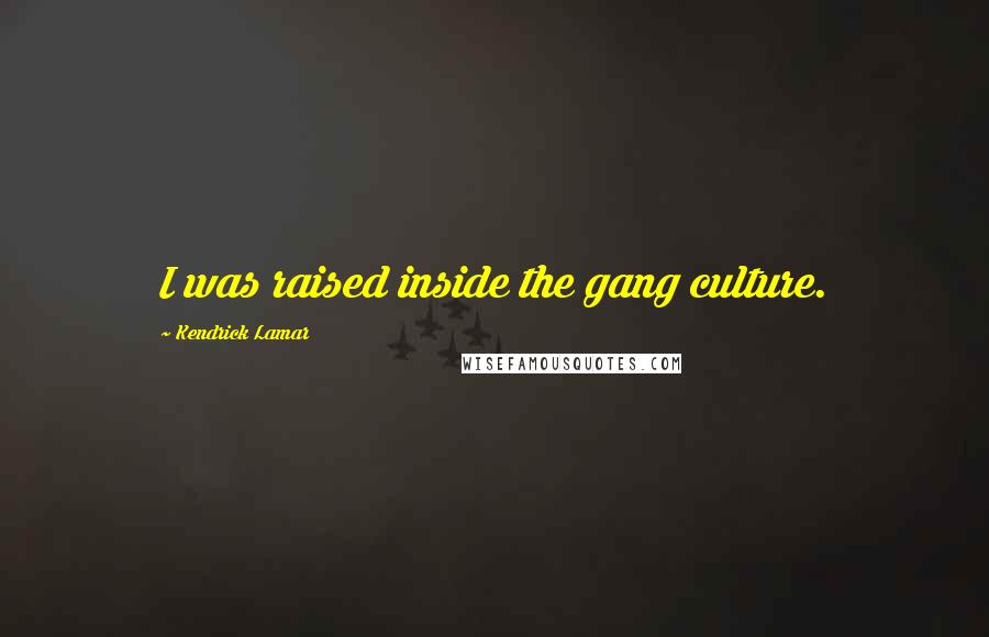 Kendrick Lamar Quotes: I was raised inside the gang culture.