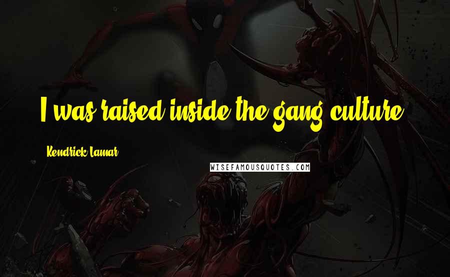 Kendrick Lamar Quotes: I was raised inside the gang culture.
