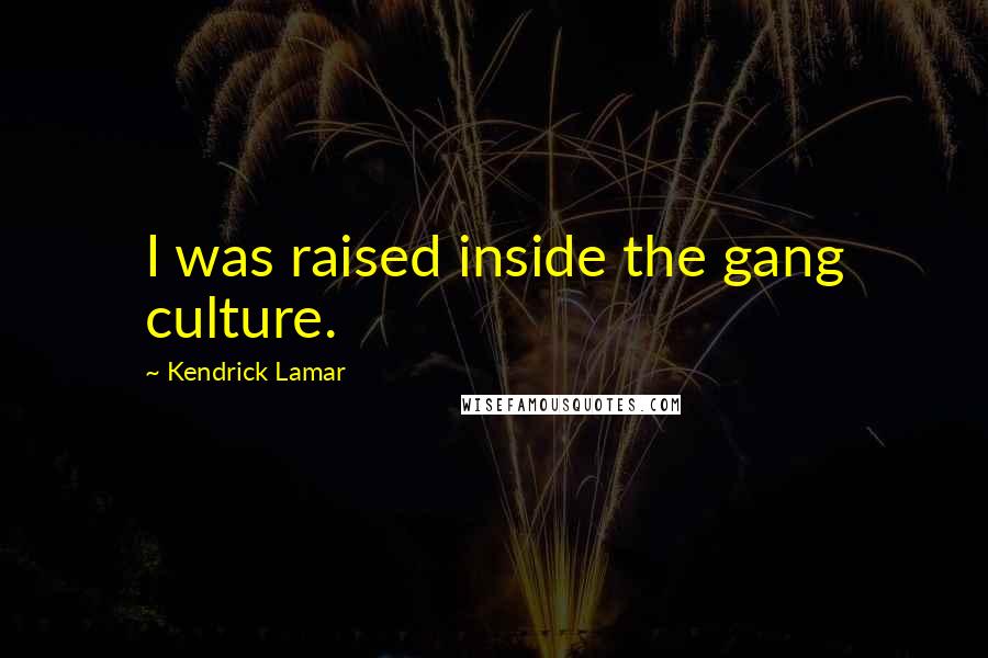 Kendrick Lamar Quotes: I was raised inside the gang culture.