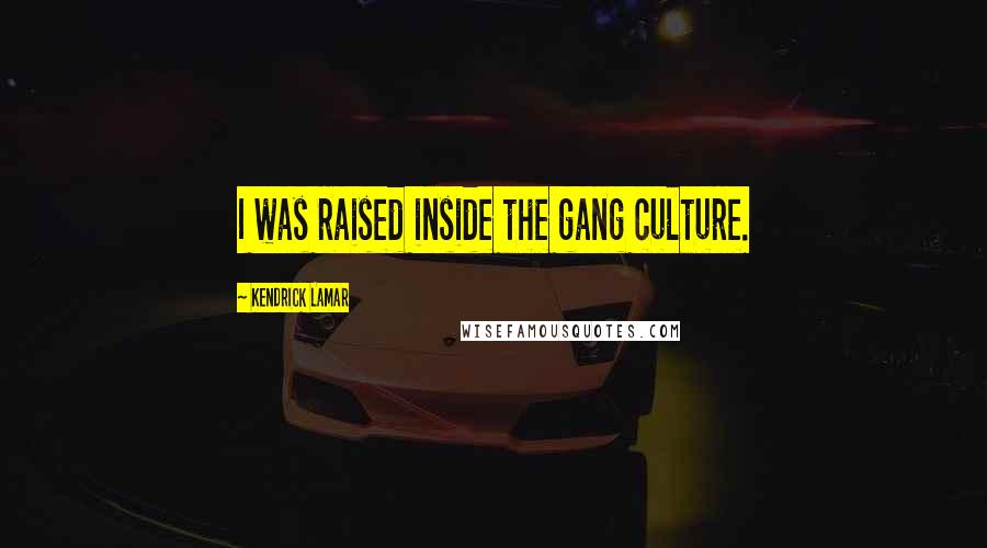 Kendrick Lamar Quotes: I was raised inside the gang culture.