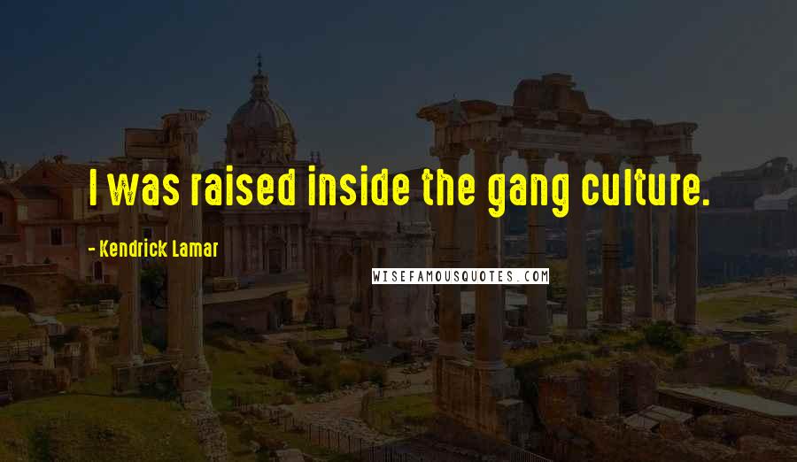 Kendrick Lamar Quotes: I was raised inside the gang culture.