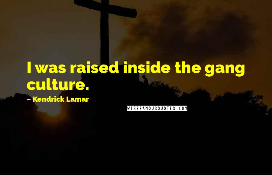 Kendrick Lamar Quotes: I was raised inside the gang culture.