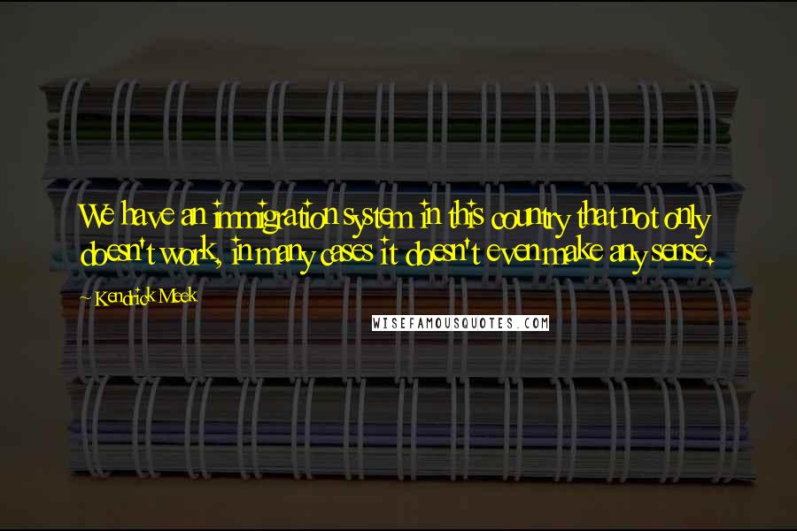 Kendrick Meek Quotes: We have an immigration system in this country that not only doesn't work, in many cases it doesn't even make any sense.