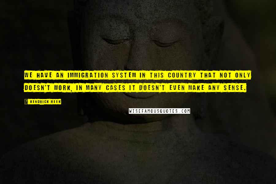 Kendrick Meek Quotes: We have an immigration system in this country that not only doesn't work, in many cases it doesn't even make any sense.