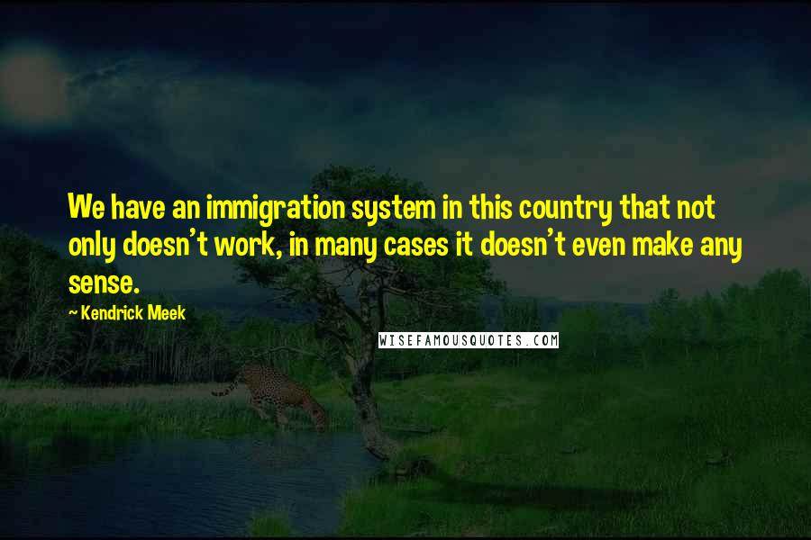 Kendrick Meek Quotes: We have an immigration system in this country that not only doesn't work, in many cases it doesn't even make any sense.