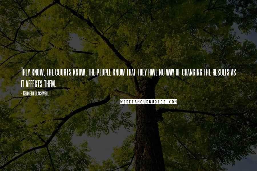 Kenneth Blackwell Quotes: They know, the courts know, the people know that they have no way of changing the results as it affects them.