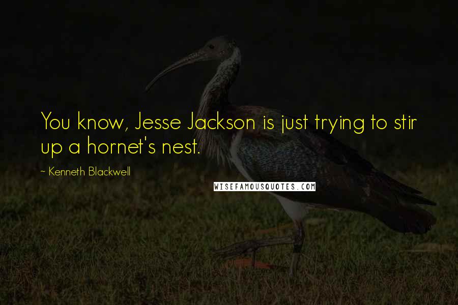 Kenneth Blackwell Quotes: You know, Jesse Jackson is just trying to stir up a hornet's nest.