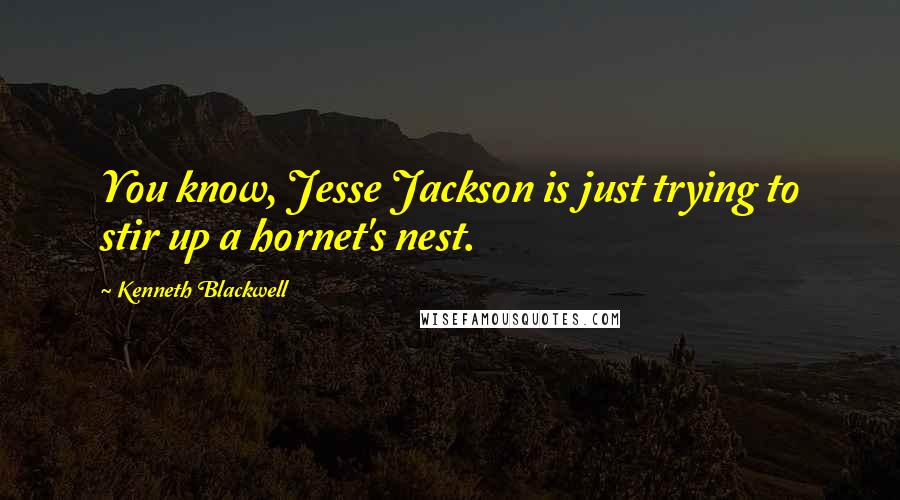 Kenneth Blackwell Quotes: You know, Jesse Jackson is just trying to stir up a hornet's nest.