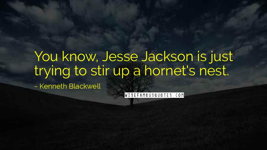 Kenneth Blackwell Quotes: You know, Jesse Jackson is just trying to stir up a hornet's nest.