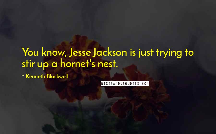 Kenneth Blackwell Quotes: You know, Jesse Jackson is just trying to stir up a hornet's nest.