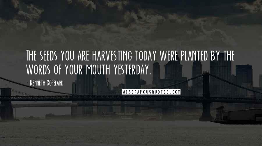 Kenneth Copeland Quotes: The seeds you are harvesting today were planted by the words of your mouth yesterday.