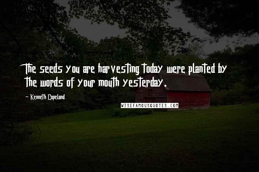 Kenneth Copeland Quotes: The seeds you are harvesting today were planted by the words of your mouth yesterday.