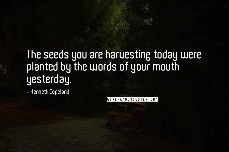 Kenneth Copeland Quotes: The seeds you are harvesting today were planted by the words of your mouth yesterday.