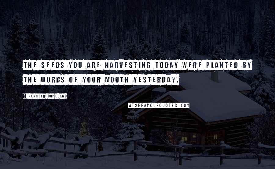 Kenneth Copeland Quotes: The seeds you are harvesting today were planted by the words of your mouth yesterday.