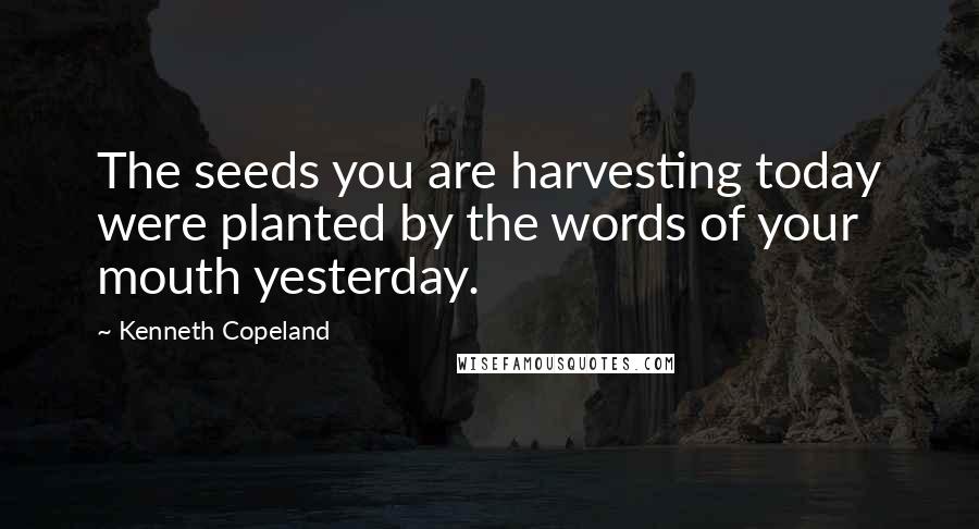 Kenneth Copeland Quotes: The seeds you are harvesting today were planted by the words of your mouth yesterday.