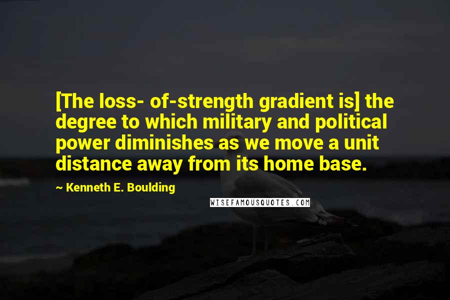 Kenneth E. Boulding Quotes: [The loss- of-strength gradient is] the degree to which military and political power diminishes as we move a unit distance away from its home base.