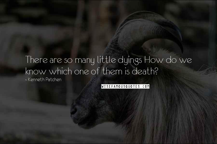 Kenneth Patchen Quotes: There are so many little dyings How do we know which one of them is death?