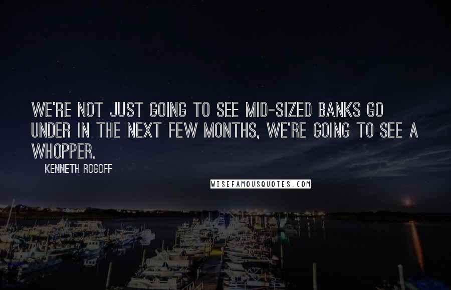 Kenneth Rogoff Quotes: We're not just going to see mid-sized banks go under in the next few months, we're going to see a whopper.
