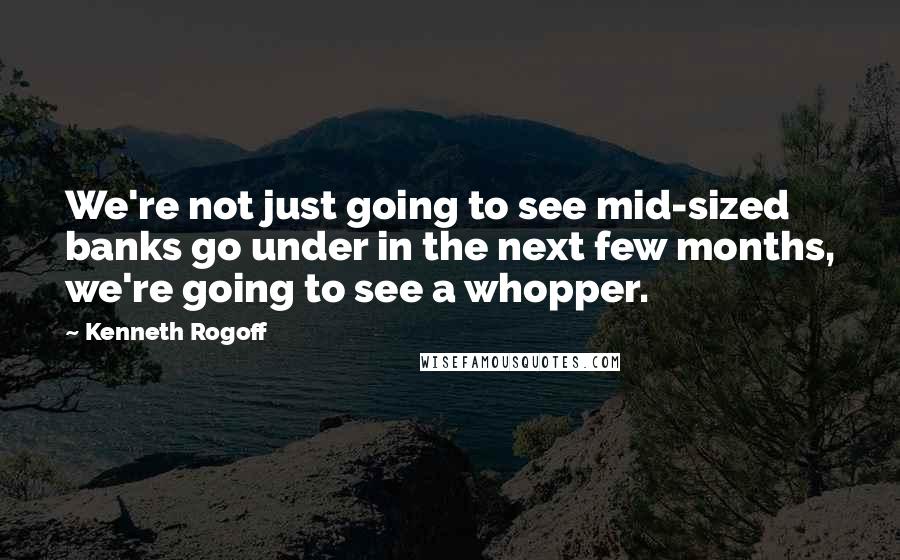 Kenneth Rogoff Quotes: We're not just going to see mid-sized banks go under in the next few months, we're going to see a whopper.