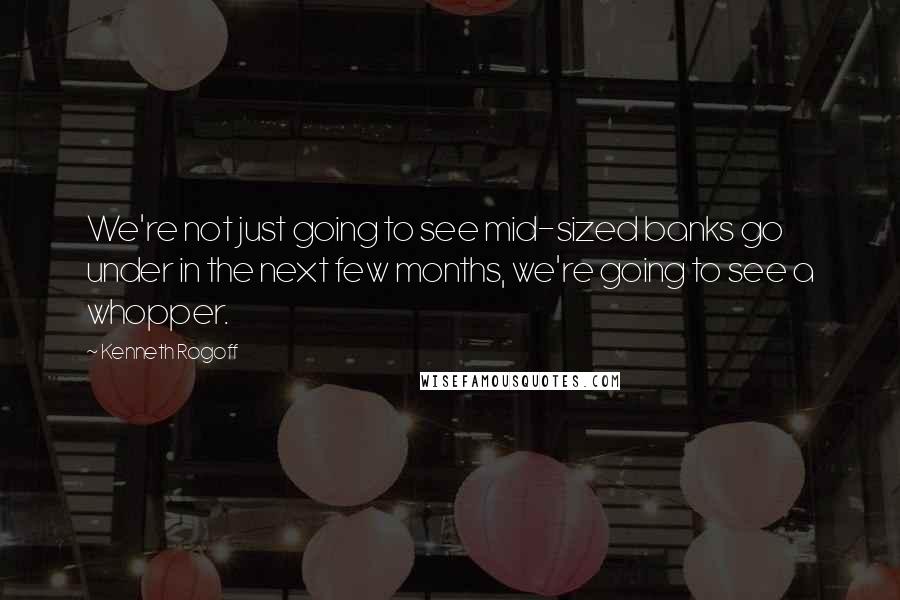 Kenneth Rogoff Quotes: We're not just going to see mid-sized banks go under in the next few months, we're going to see a whopper.