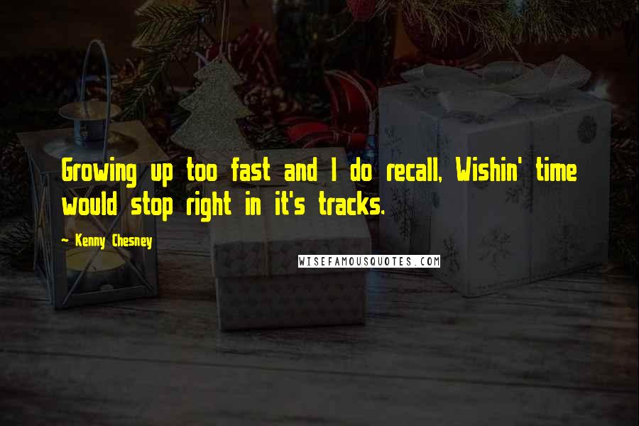 Kenny Chesney Quotes: Growing up too fast and I do recall, Wishin' time would stop right in it's tracks.