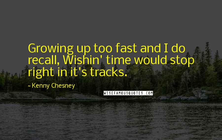 Kenny Chesney Quotes: Growing up too fast and I do recall, Wishin' time would stop right in it's tracks.