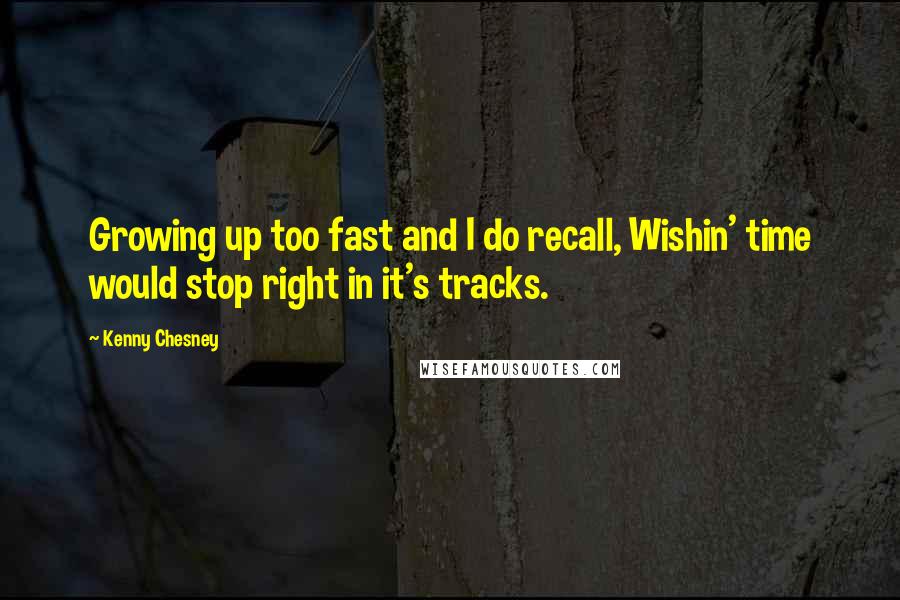 Kenny Chesney Quotes: Growing up too fast and I do recall, Wishin' time would stop right in it's tracks.