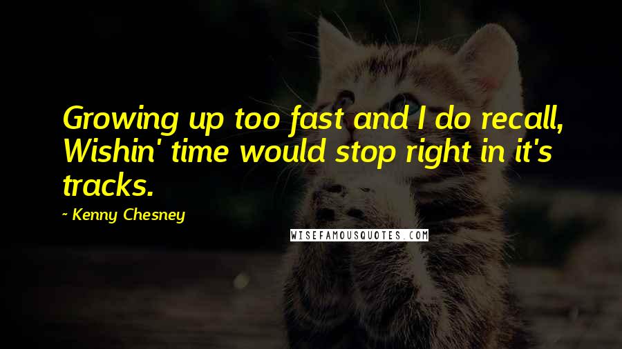 Kenny Chesney Quotes: Growing up too fast and I do recall, Wishin' time would stop right in it's tracks.