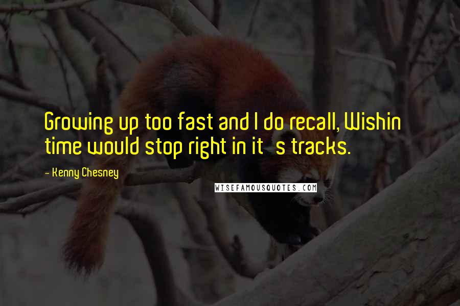 Kenny Chesney Quotes: Growing up too fast and I do recall, Wishin' time would stop right in it's tracks.