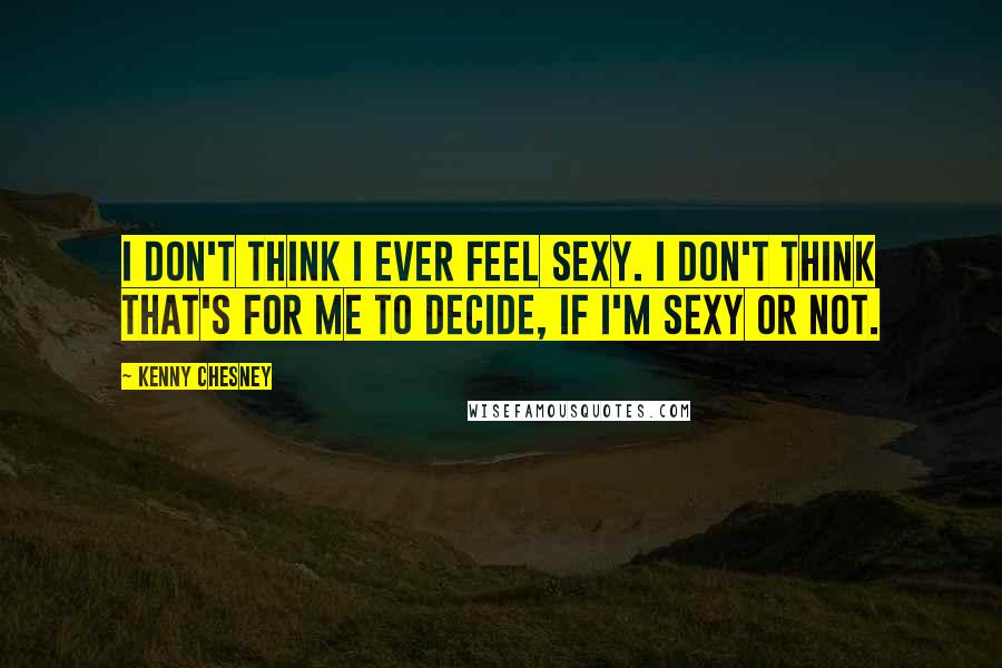 Kenny Chesney Quotes: I don't think I ever feel sexy. I don't think that's for me to decide, if I'm sexy or not.