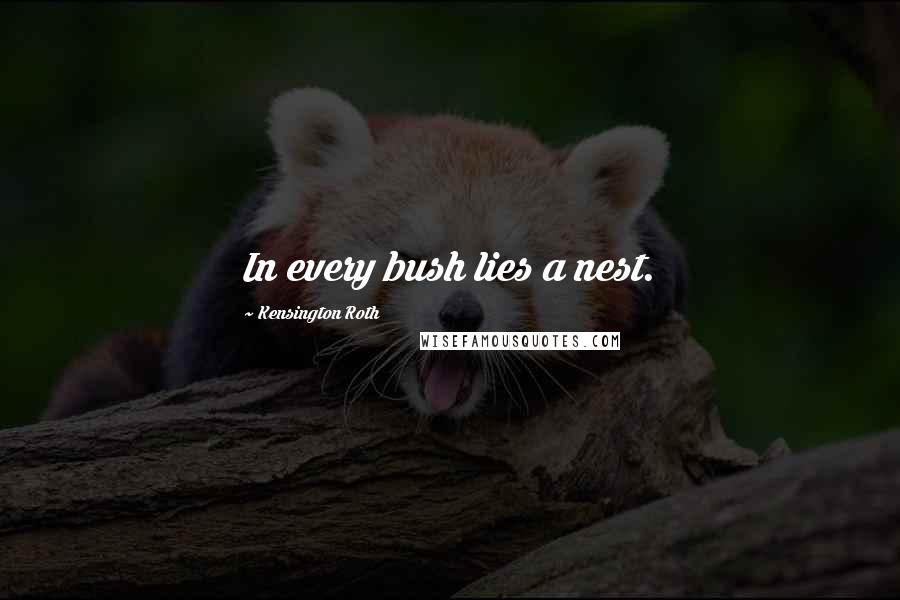 Kensington Roth Quotes: In every bush lies a nest.