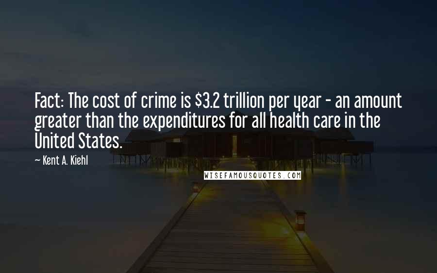 Kent A. Kiehl Quotes: Fact: The cost of crime is $3.2 trillion per year - an amount greater than the expenditures for all health care in the United States.