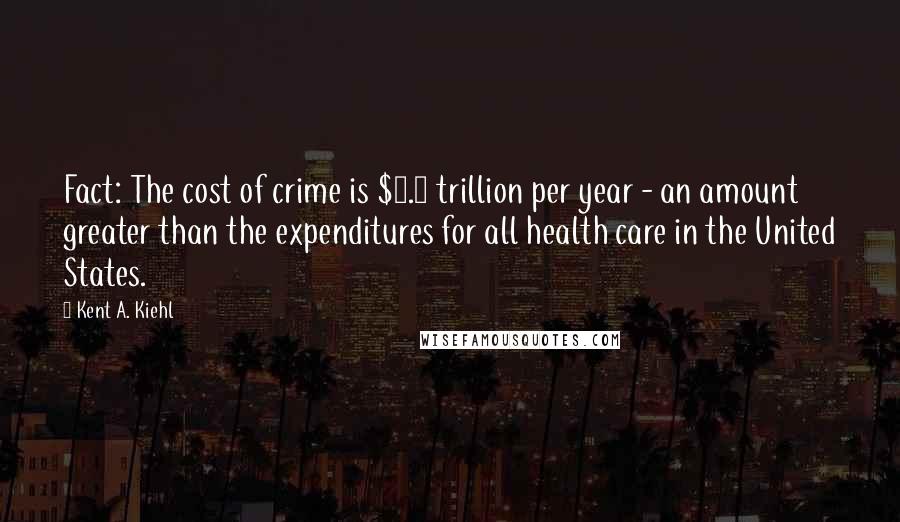 Kent A. Kiehl Quotes: Fact: The cost of crime is $3.2 trillion per year - an amount greater than the expenditures for all health care in the United States.