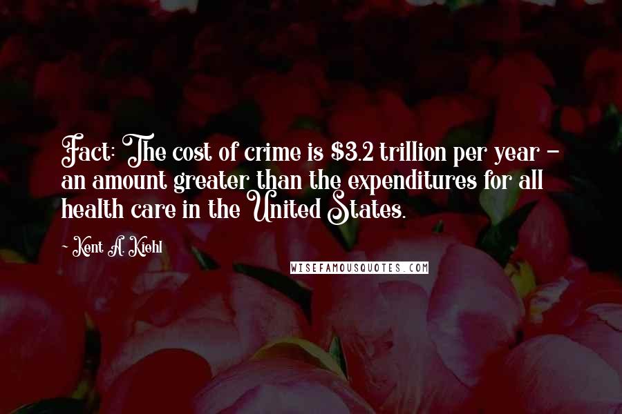 Kent A. Kiehl Quotes: Fact: The cost of crime is $3.2 trillion per year - an amount greater than the expenditures for all health care in the United States.