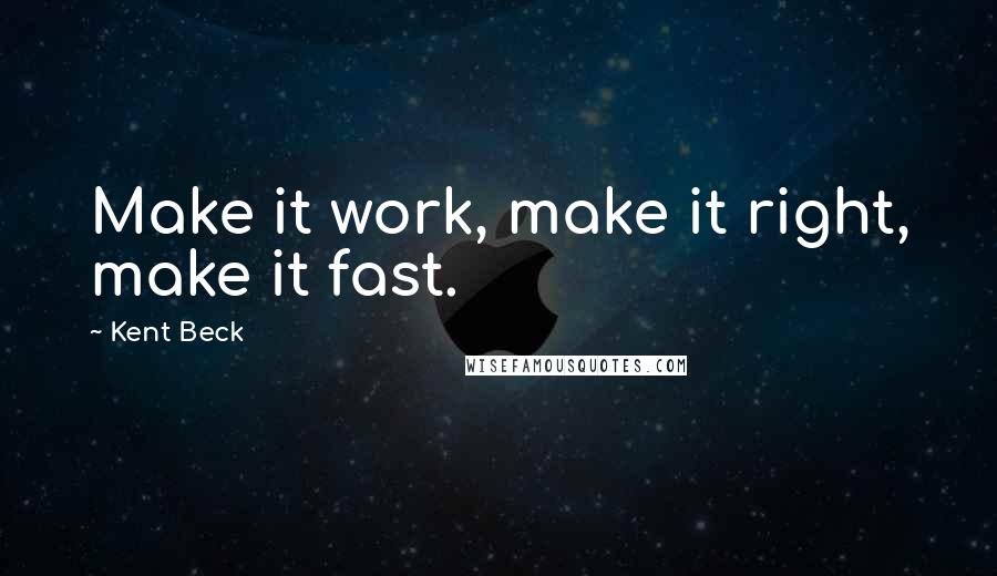 Kent Beck Quotes: Make it work, make it right, make it fast.